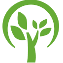 A green tree logo on a white background.